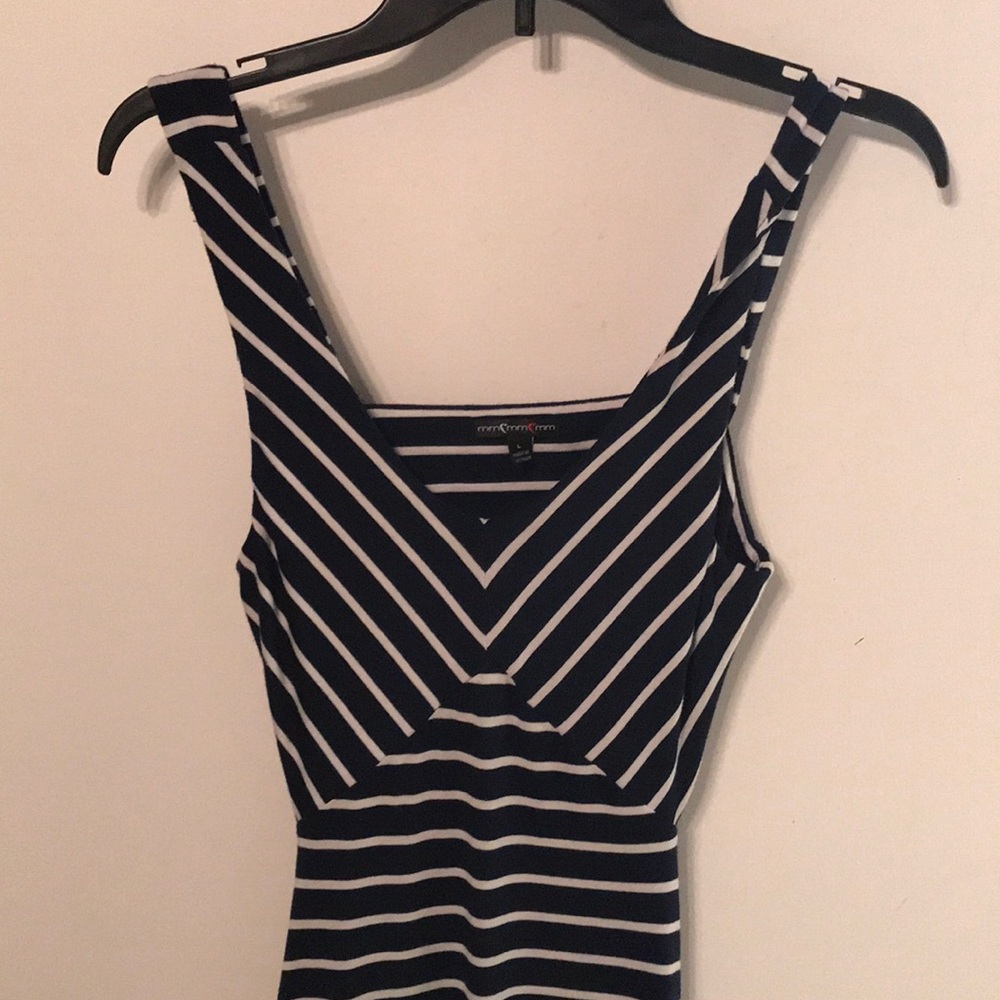 Navy & White Striped Maxi Dress